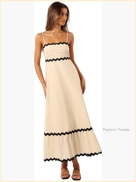 Dresses & Skirts - Yana Maxi Dress with Thin Adjustable Straps, Zip Back, Cotton